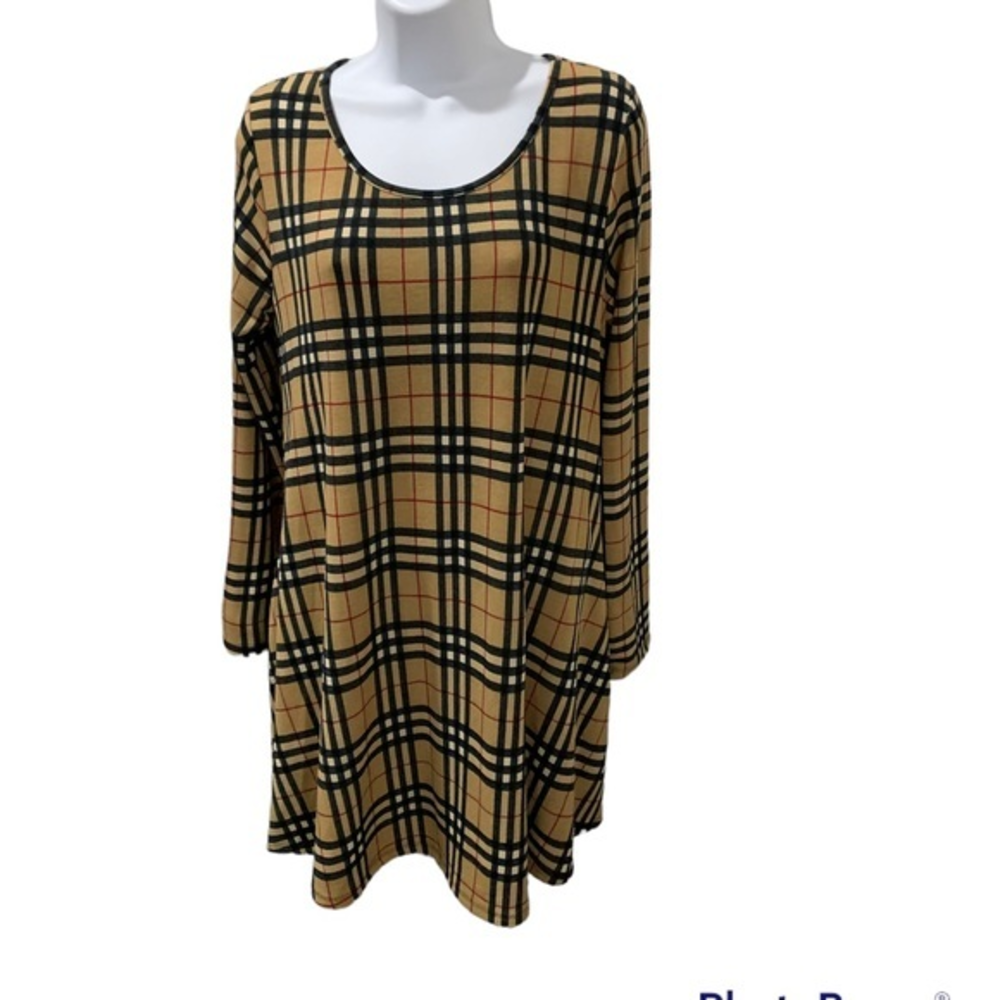 Women’s Plaid Long Sleeve A-Line Mini Dress No Size Tag Probably a‎ Large